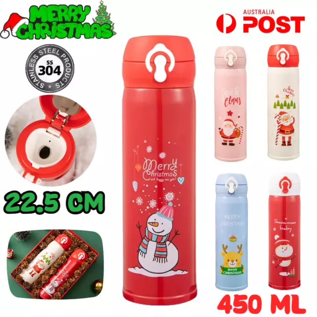 450ML Thermos Mug Cup Christmas Vacuum Insulated Water Bottle Stainless Steel AU