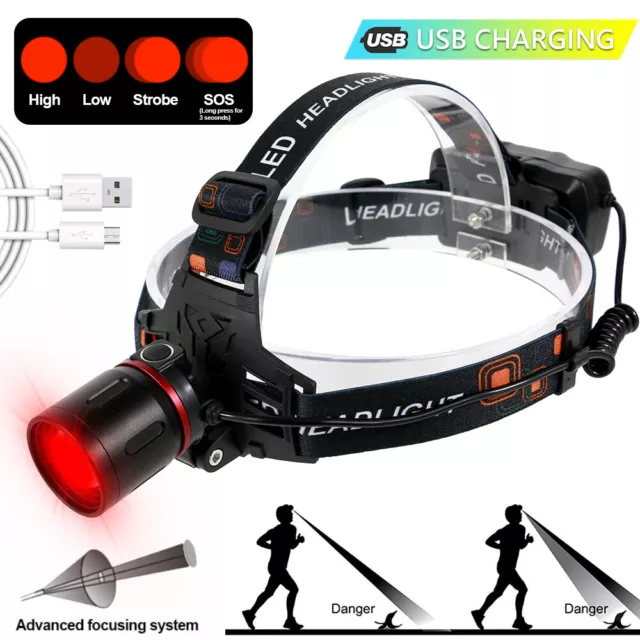 Zoom Red Light LED Head Light Headlamp for Astronomy Aviation Night Vision Lamp
