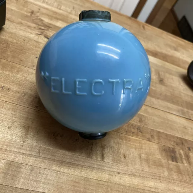 Antique ELECTRA Robin Egg Blue Milk Glass Lightning Rod Ball - 4 1/4” Diameter