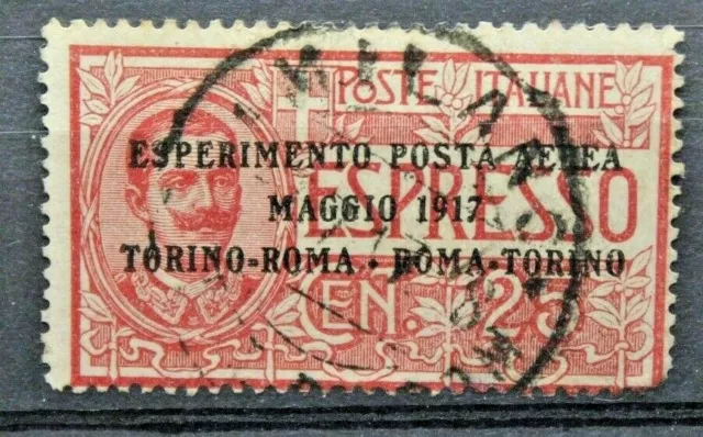 Italia Regno 1917 Esperimento Posta Aerea 25 Cent. Timbrato Used (C.x)