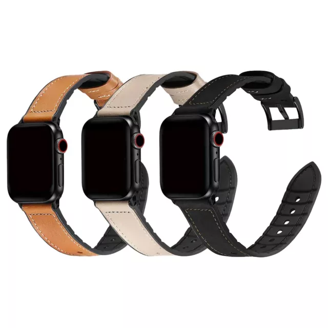 Echtleder Armband für Apple Watch Ultra Series 9 8 7 SE 6 5 4 3 2 1  38-49mm DE