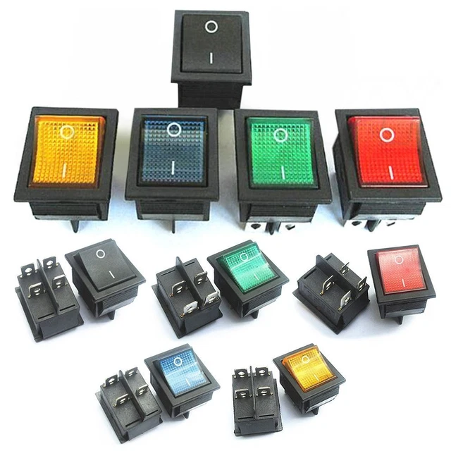 4 Button Rocker Switch 250V 2-SPEED WITH Light 4-Pin Rocker Switches Kcd4 Ship Type Power ...