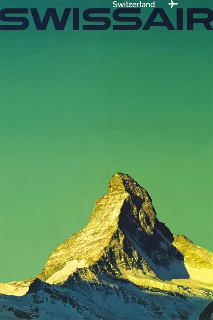 Swissair Mountain Vintage Travel Painting Wall Art Home Decor - POSTER 20x30