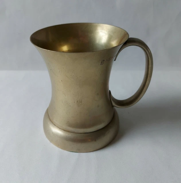 Antique Victorian Solid Brass 1/2 Pint Tankard Marked VR 239