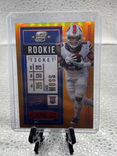 2020 Contenders Optic Zack Moss Orange Prizm Rookie RC Ticket #49/50 Bills