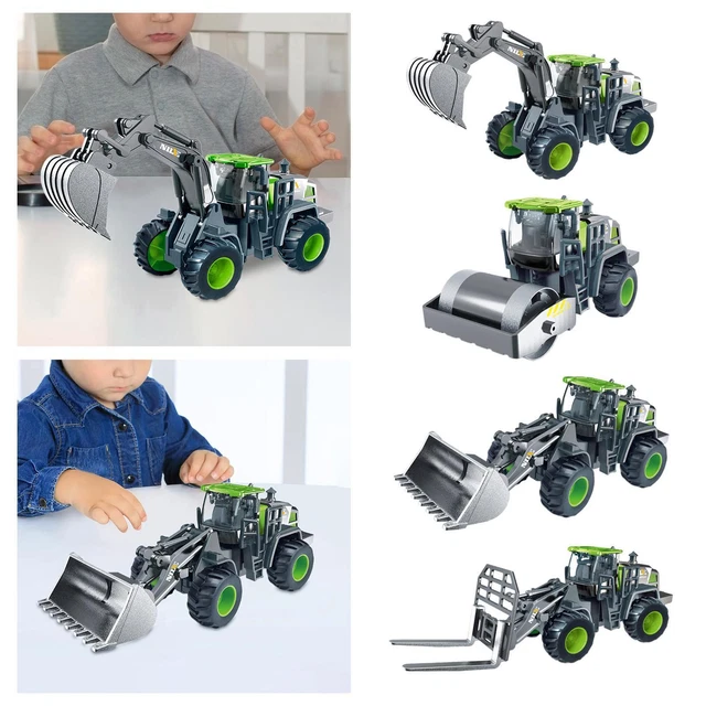 Hapavis Jouet Grue Et Camion De Construction - Véhicule à Inertie Avec Remorque Et Accessoires - Cadeau Enfant