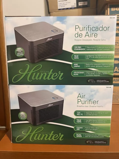 HUNTER AIR PURIFIER w/filter - Model 20310 Space Saving Compact Design (Pair)