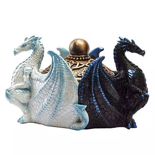 Fantasy Celtic Knotwork Dual Yin Yang Dragons Decorative Trinket Jewelry Box