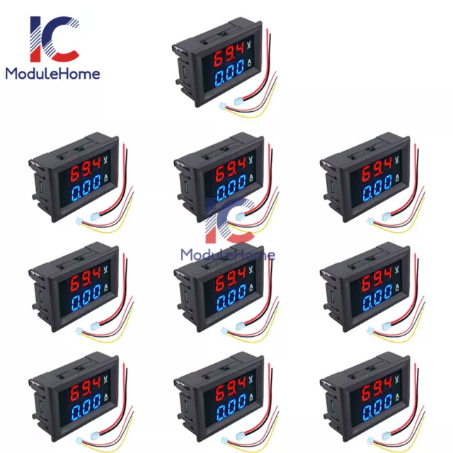 1-10PC DC 100V 10A Dual Digital Voltmeter Ammeter LED Panel Amp Volt Meter Gauge