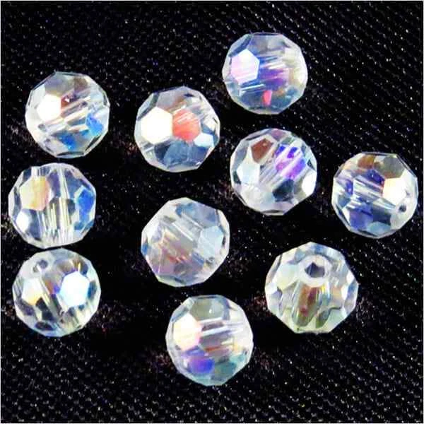 Lot de 40 perles à FACETTES 4mm en Cristal, Cristal AB pour création de Bijoux