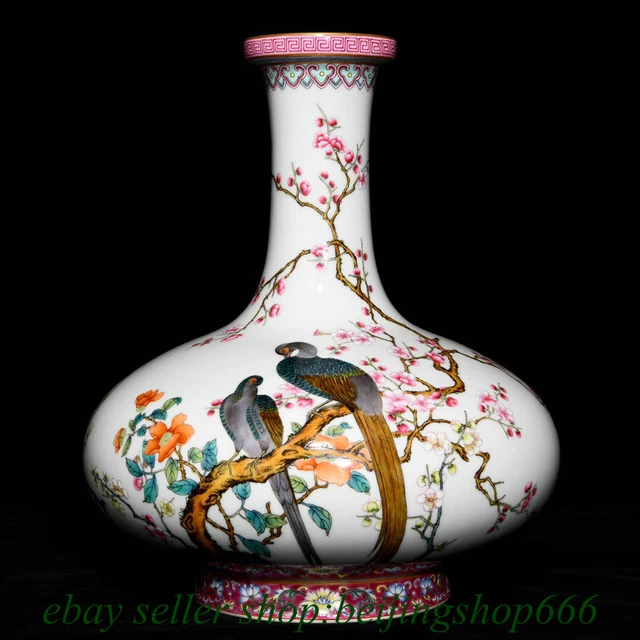 Vasetto In Ceramica 14 Cm Con Fiore 3D - Bianco E Blu, Portafiori Per Fiori Secchi, Oggetto Decorativo