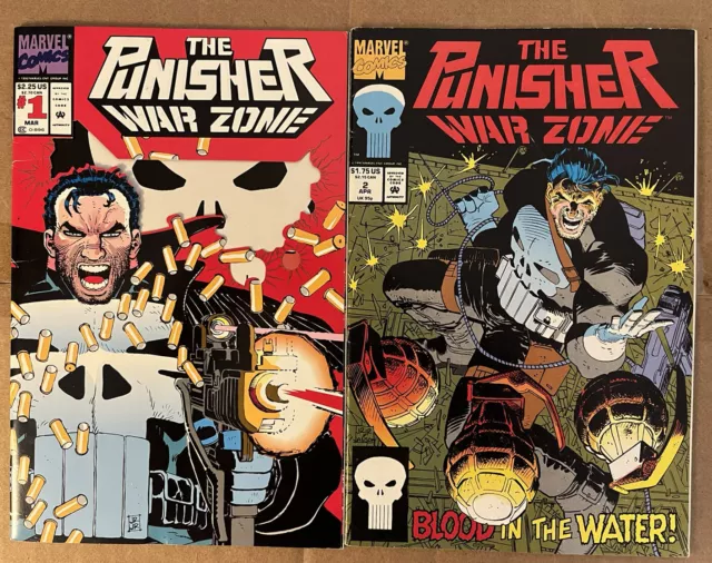 The Punisher War Zone #1 & 2 Marvel Comics by Chuck Dixon and John Romita 1992