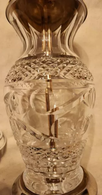 RARE Waterford Crystal And Brass Lamp Vintage Waterford Beautiful Cut Glass 15" 3