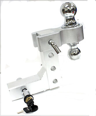 2" Receiver 6" Drop Adjustable Aluminum Tow 1-7/8" & 2" Balls Hitch w/ Key Lock