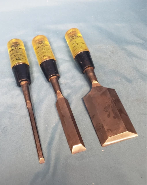Vintage Buck Bros Beveled Chisels, Set Of Three