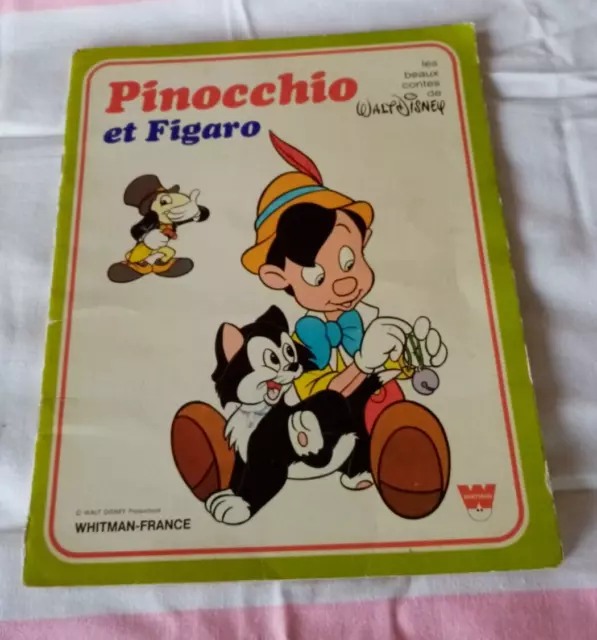 Ancien Petit Livre Walt Disney Pinocchio Et Figaro 1977 Edition Whitman 16 Pages