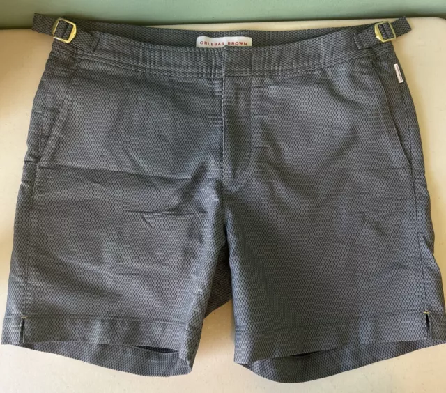 Orlebar Brown Mens Sz 32 Honeycomb Classic Bulldog Gray Lined Swim Shorts ($395)