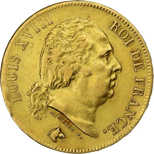 [#1159403] France, Louis XVIII, 40 Francs, 1818, Lille, Gold, EF(40-45), Le Fran