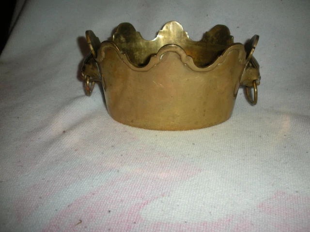 Solid Brass Crown OVAL Shape Planter Lion Head Handles
