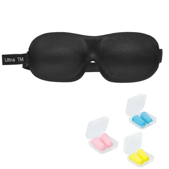 Black 3D Travel Soft Contoured Eye Sleep Mask Sleeping Blackout Padded Cover Aid