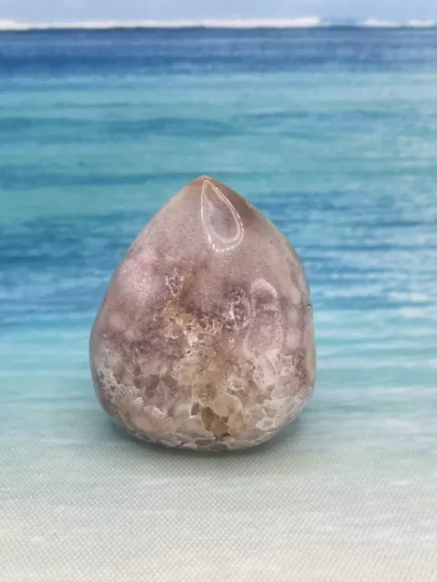 165G Natural Teardrop Pink Amethyst Geode Druzy Quartz Freeform Tower Flame2.5”