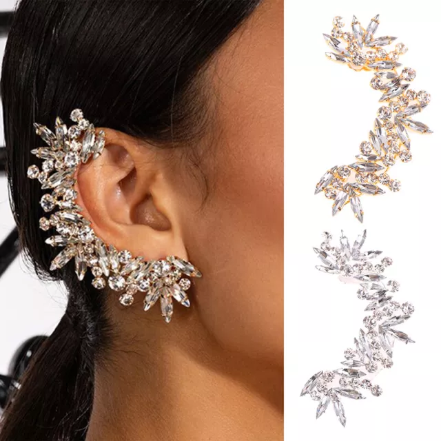 Fashion Ear Clip Earrings For Women Rhinestone Ear Cuff Earring Piercing Jewelry 2