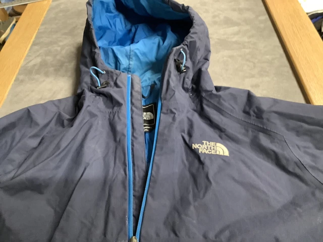the north face mens hyvent blue rain coat waterproof jacket L with hood 2