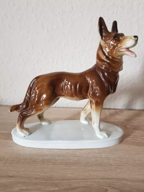 Porzellanfigur Schäferhund stehend. Selten