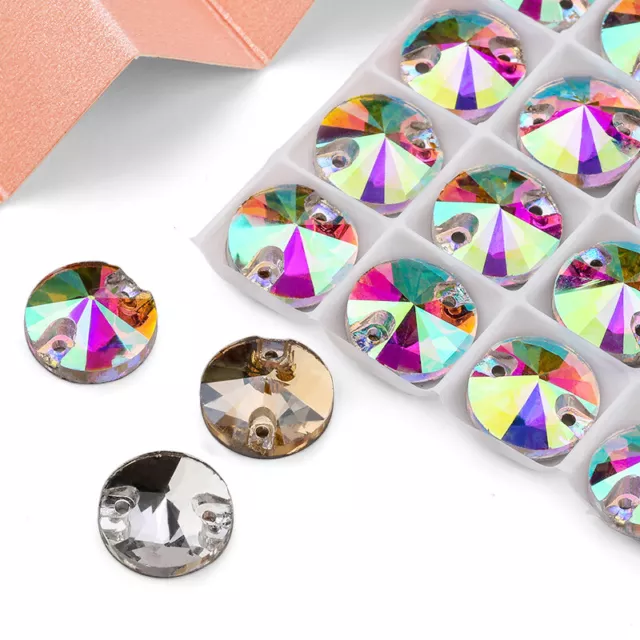 Clear color Sew on Glass Crystal Rhinestone Flat Back Buttons Round Square  Shape