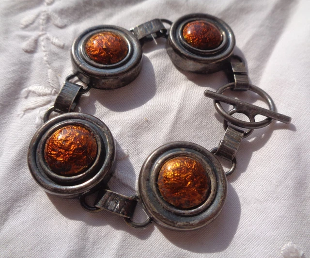 Bracelet Vintage Composé De 4 éléments émaillés Orange - Très Bon état
