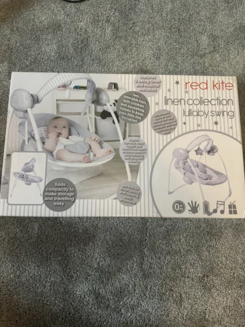 Red Kite Grey Linen Baby Go Round Portable Lullaby Swing With Music - SWLINEN