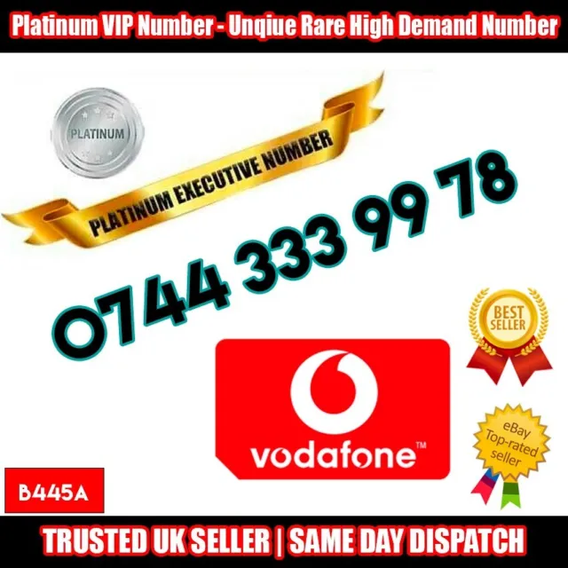Platinum Number Golden Number VIP SIM - 0744 333 99 78  - Rare Numbers - B445A