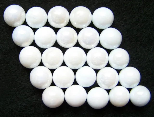 25 x Mini White Pearl Glass Mosaic Round Balls (10mm - 12mm)