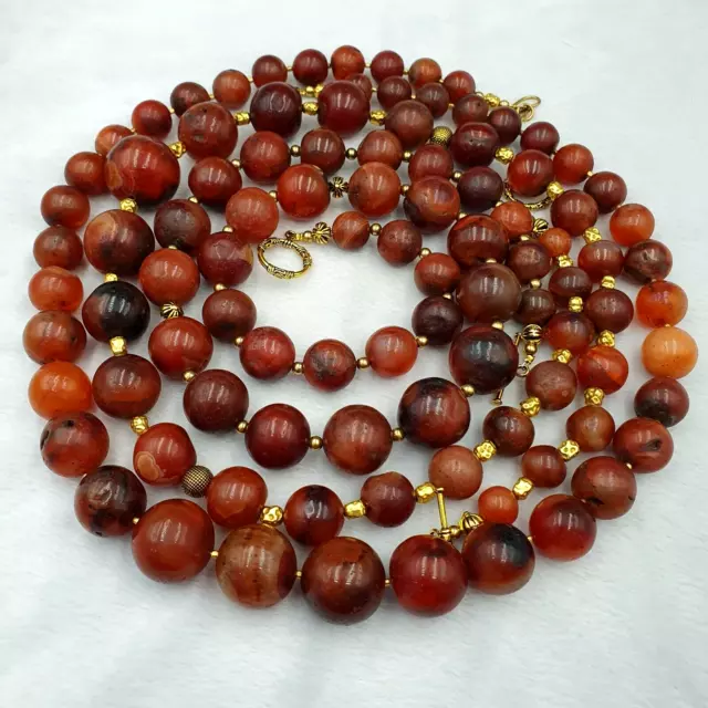 581 Grams Old Ancient Indo Tibetan Carnelian Agate Beads lot 3 Necklaces