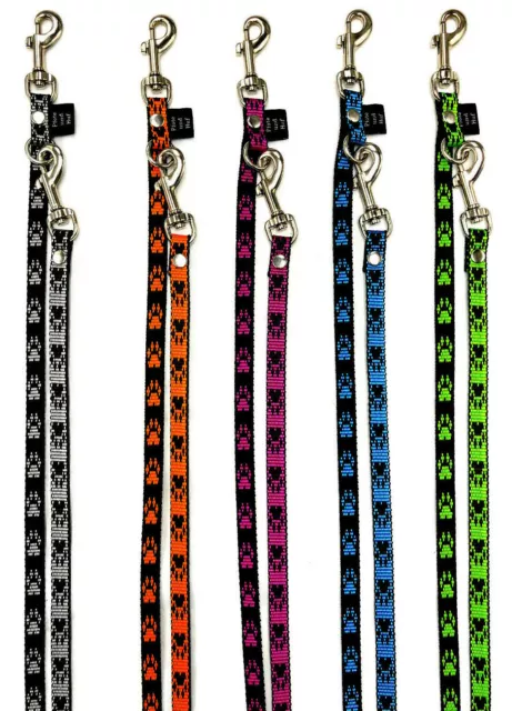 Hundeleine Doppelleine Pfötchen für kleine Hunde 3/4/5-fach verstellbar 2m - 5m