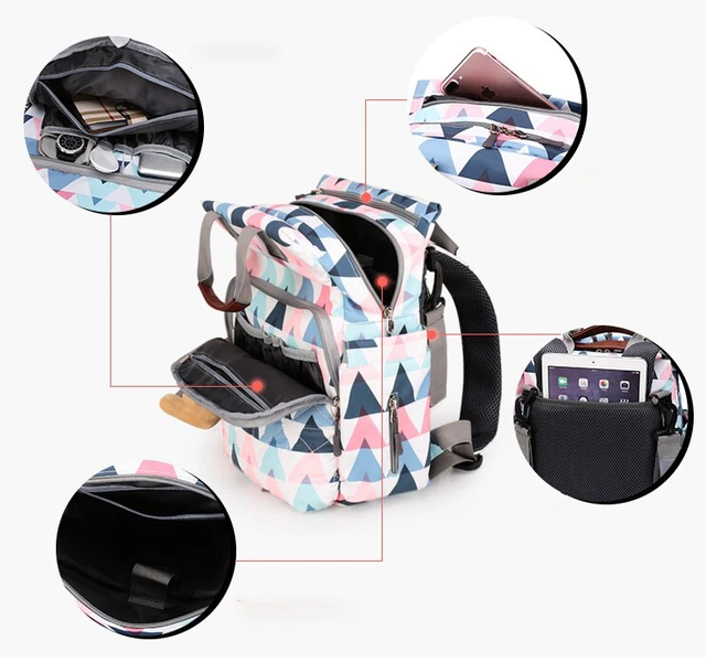Waterproof Baby Nappy Changing Maternity Printing Bag Large Capacity Backpack 9