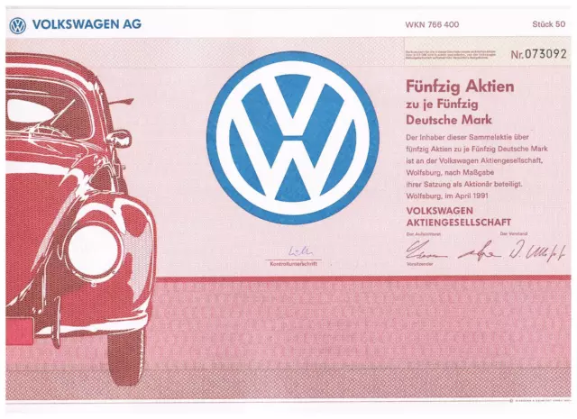 Volkswagen AG Sammel-Aktie über 50  x  50 DM  von 1991