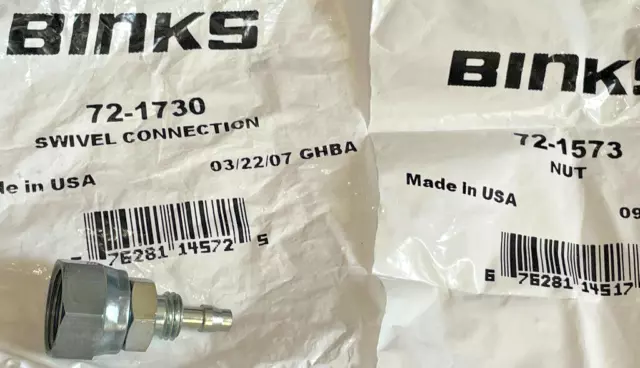 BINKS HOSE CONNECTION 72-1730   3/8”nps(f) swivel X 3/16” i.d. x 5/16” o.d.