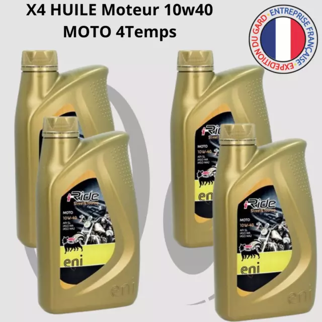 4 Litre Huile 10w40 4 Temps MOTO ENI i-Ride 4T x4 bidon 1 L