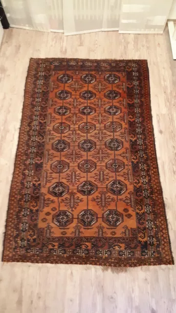 Antiker-Turkmenischer-Teppich-Naturfarben-sehr selten-231x141cm-Orientalisch