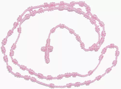 Fatto a Mano Cavo Rosa Annodato Filo Rosari Collana