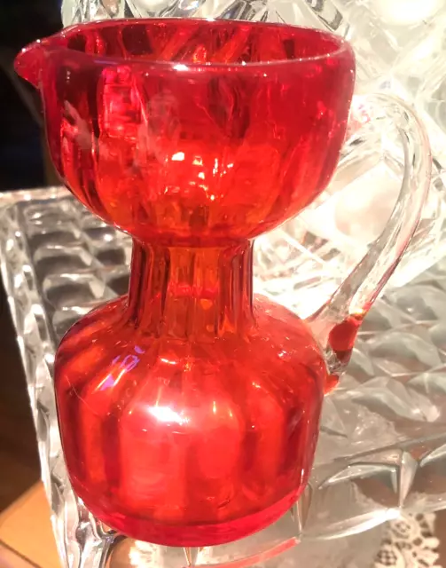 Vintage Amberina Glass Unusual Pitcher