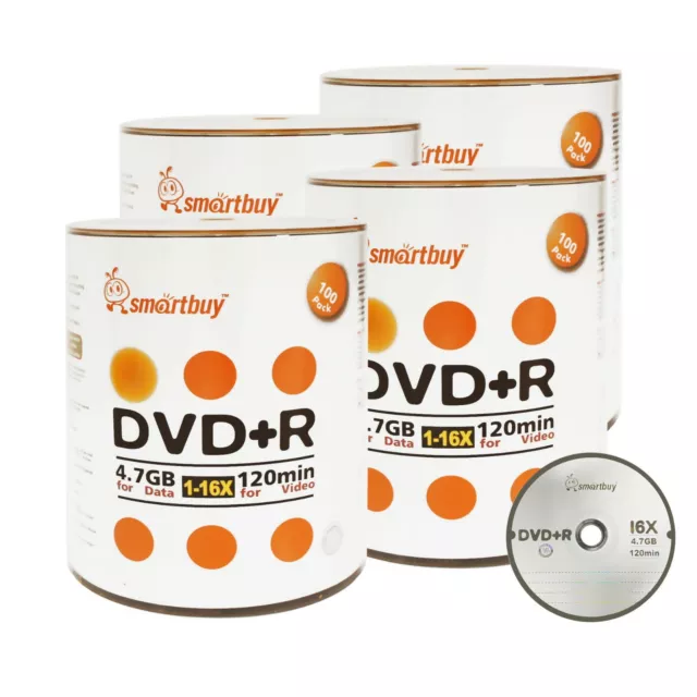 400 Smartbuy 16X DVD+R DVDR 4.7GB Logo Top Data Video Blank Recording Disc