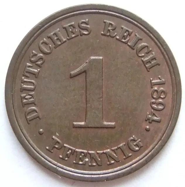 Münze Deutsches Reich Kaiserreich 1 Pfennig 1894 E in Vorzüglich / Stempelglanz