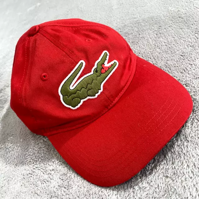 Lacoste Hat Strap Back Embroidered Logo Cap One Size Fits All Red Cotton Adult