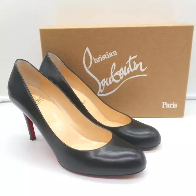 Christian Louboutin Simple 85 Pumps Black Leather Size 38.5