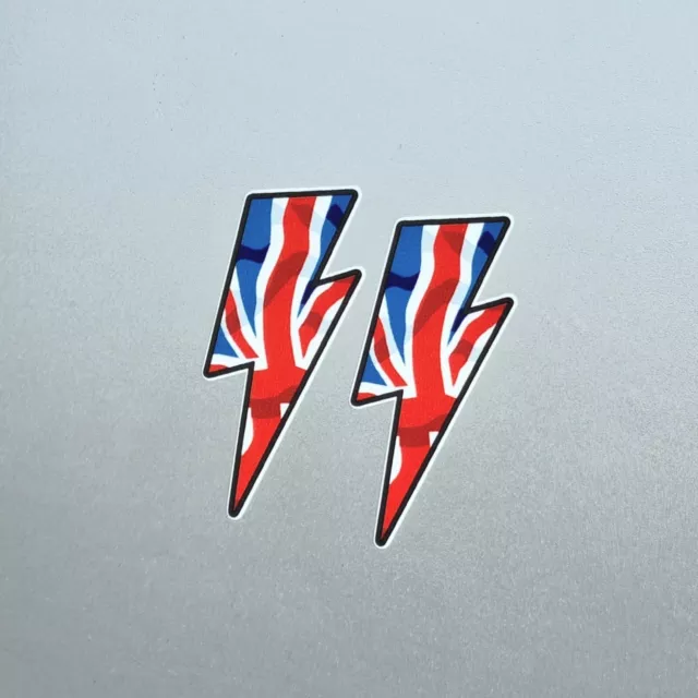 2x UK British Union Jack Flag Lightning Bolt Vinyl Sticker Decal For Car 72x30mm