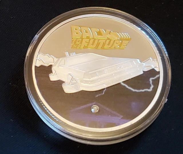 Back to the Future Gold Silver Coin DeLorean Science Fiction Faux Diamond Clock 2