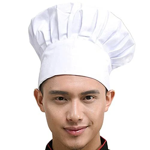 Hyzrz Chef Hat Adult Adjustable Elastic Baker Kitchen Cooking Chef Cap White