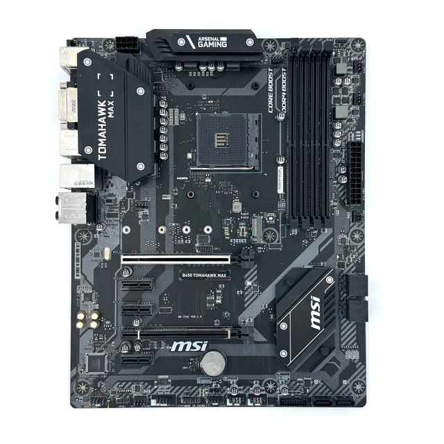 PLACA MADRE MSI B450 Tomahawk Max ATX AMD AM4 DDR4 con protector